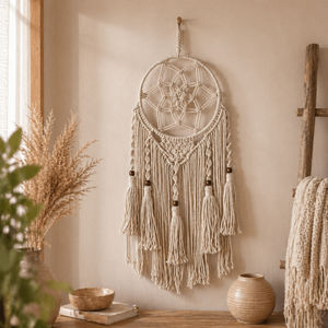 Handcrafted Macrame Dream Catcher Boho-Chic Wall Decor for Positive Vibes